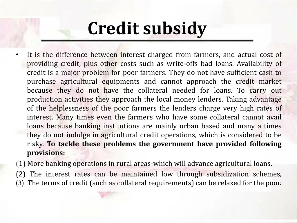 credit subsidy