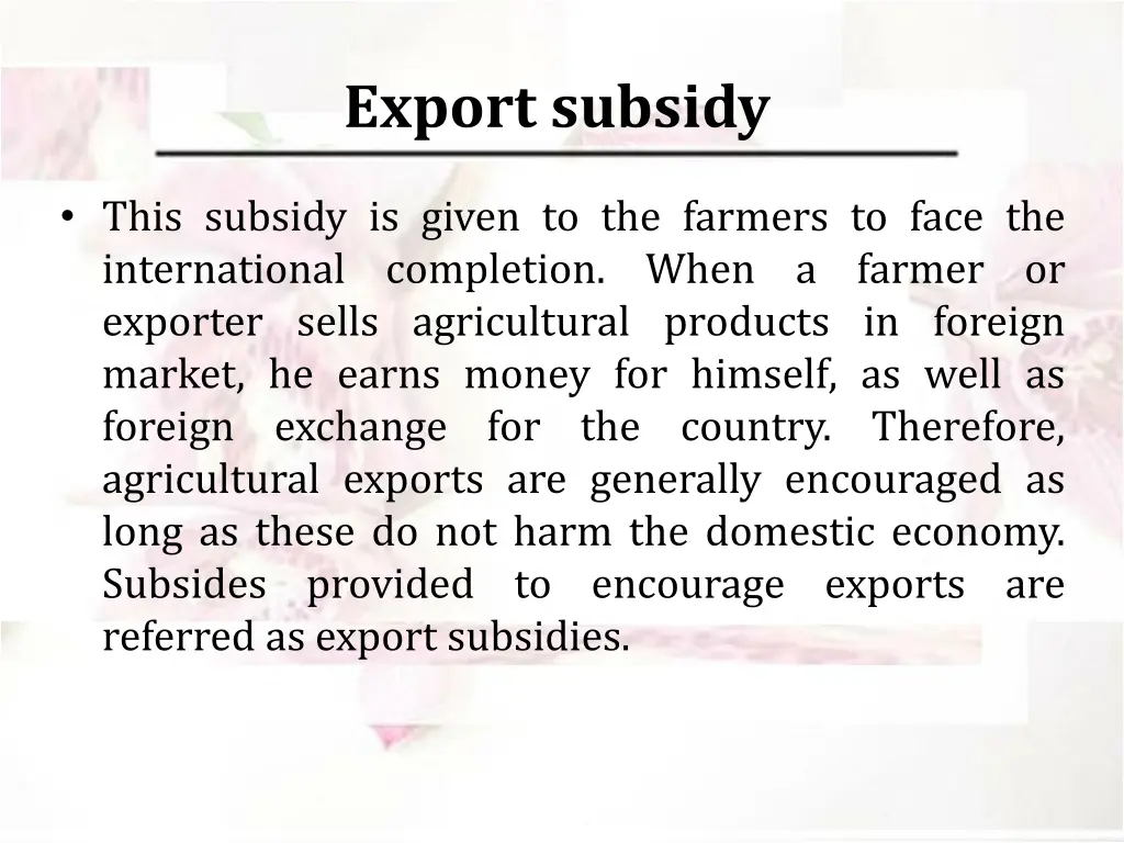 export subsidy