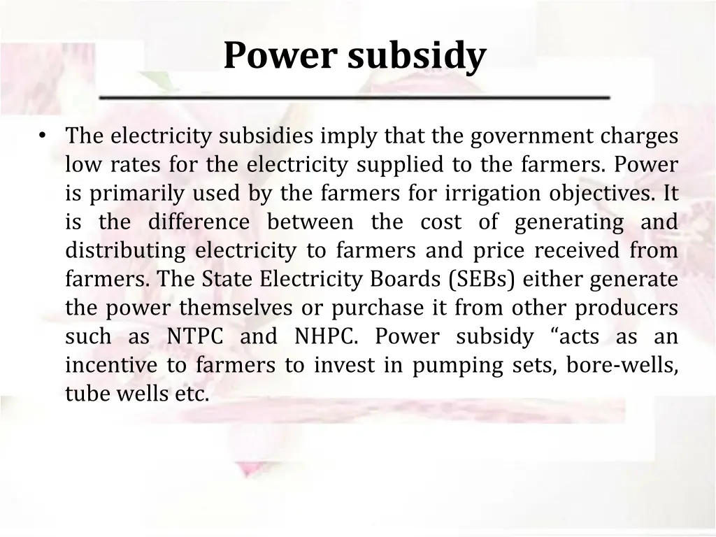 power subsidy