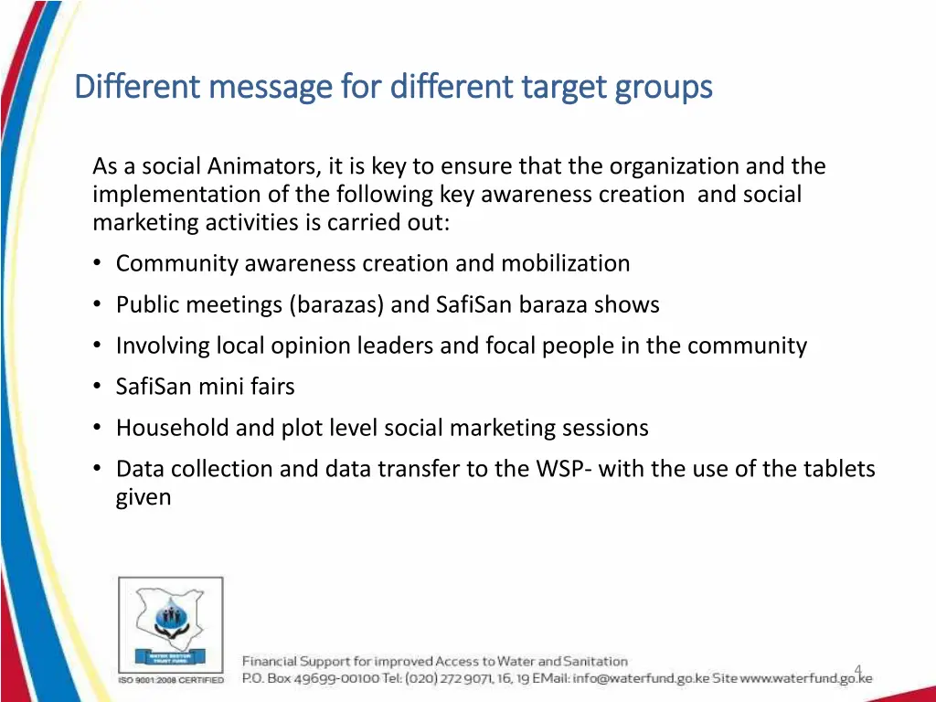 different message for different target groups