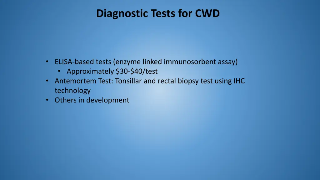 diagnostic tests for cwd