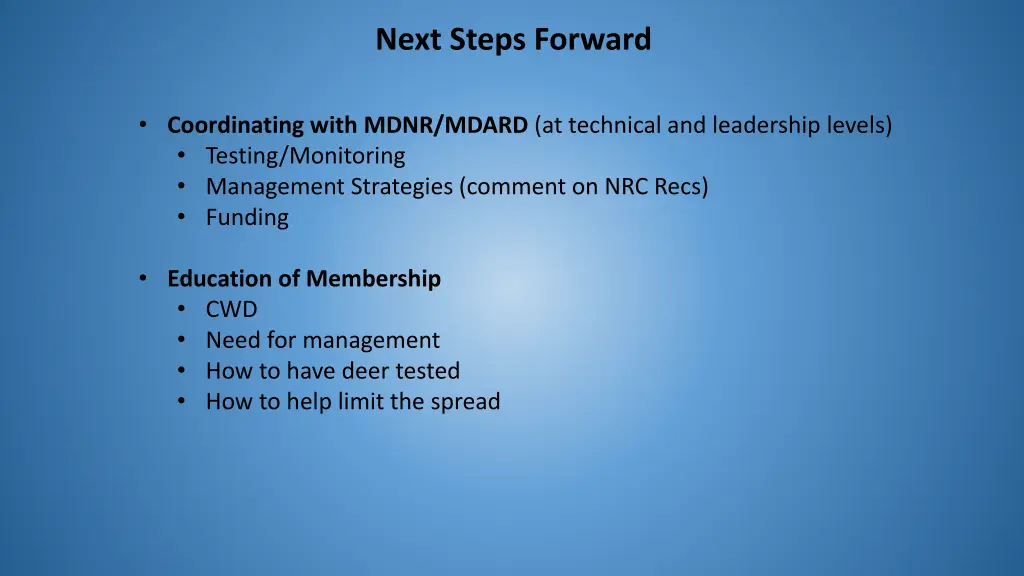 next steps forward