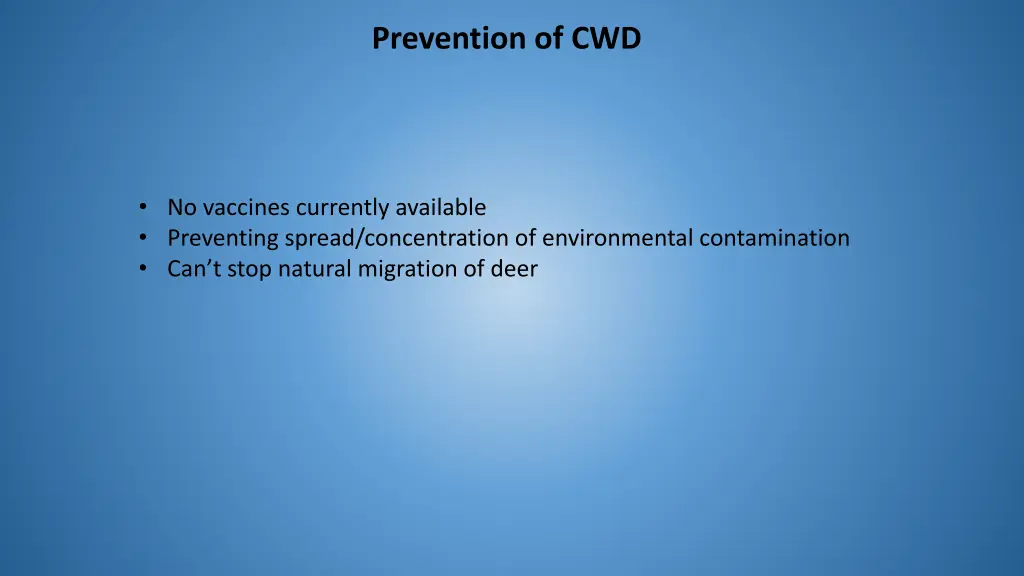 prevention of cwd