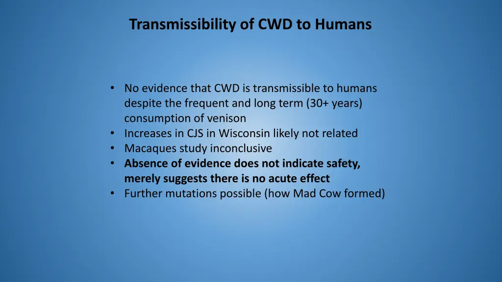 transmissibility of cwd to humans