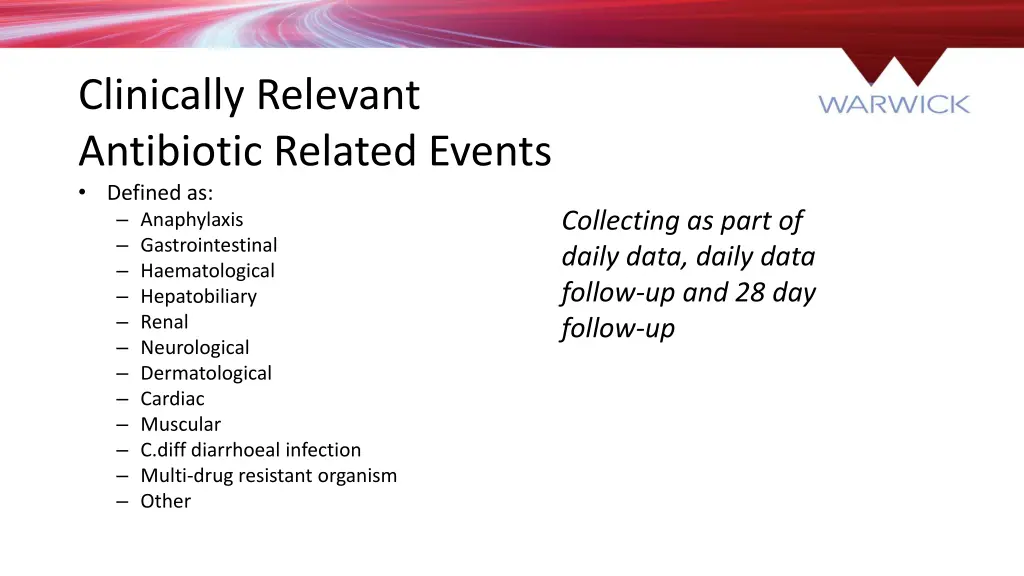 clinically relevant antibiotic related events