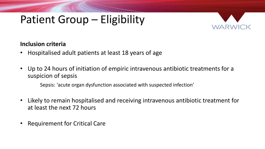 patient group eligibility