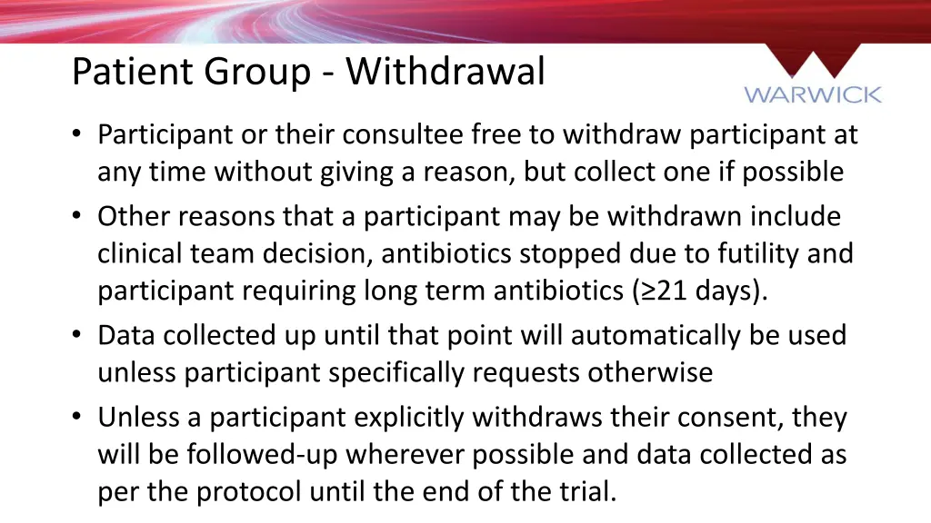 patient group withdrawal