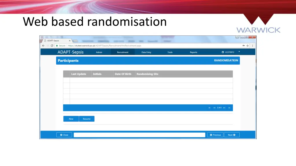 web based randomisation