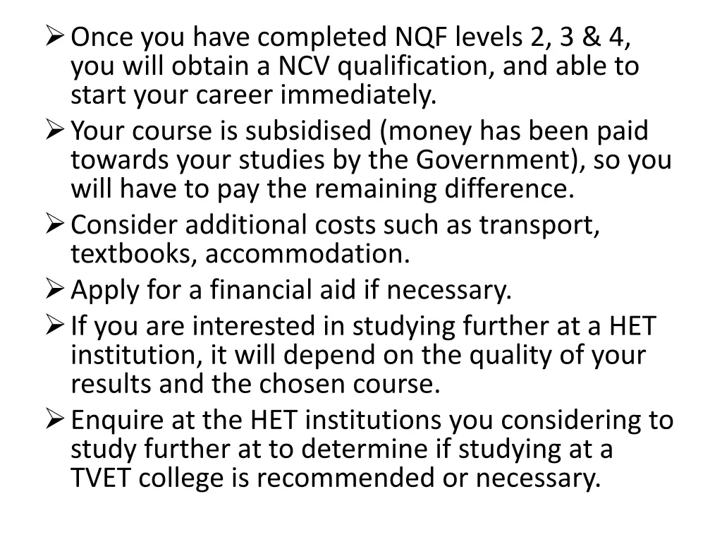 once you have completed nqf levels 2 3 4 you will