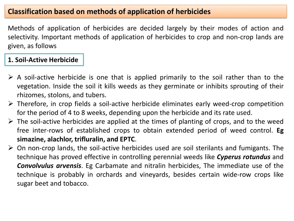 classification based on methods of application