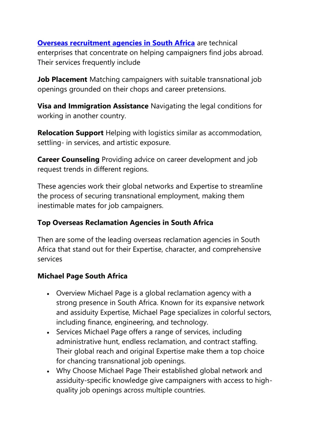 overseas recruitment agencies in south africa