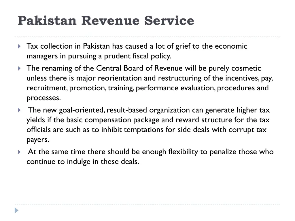 pakistan revenue service