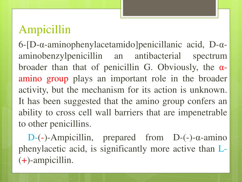 ampicillin 6 d aminophenylacetamido penicillanic