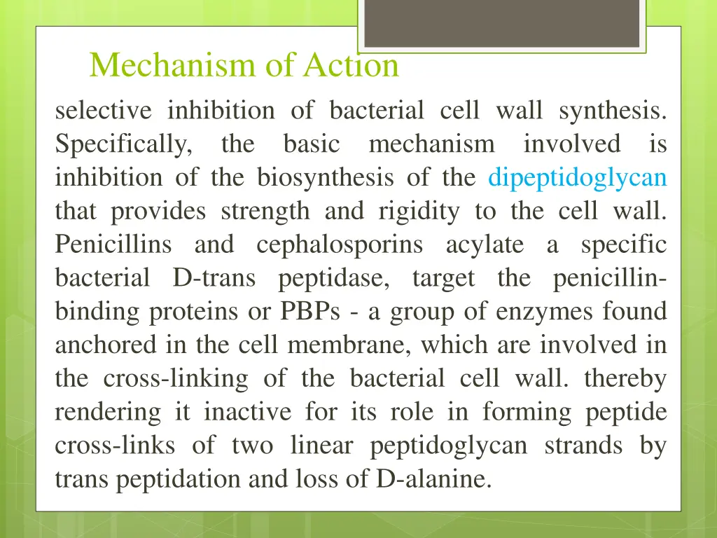 mechanism of action selective inhibition