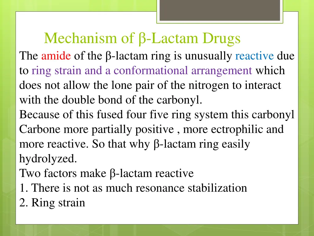 mechanism of lactam drugs