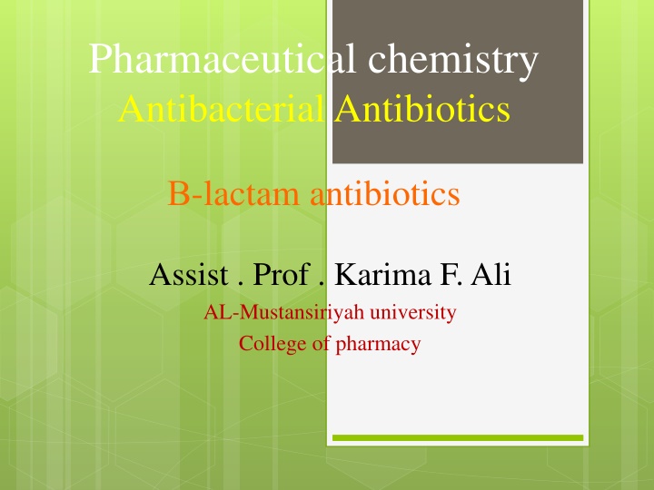 pharmaceutical chemistry antibacterial antibiotics