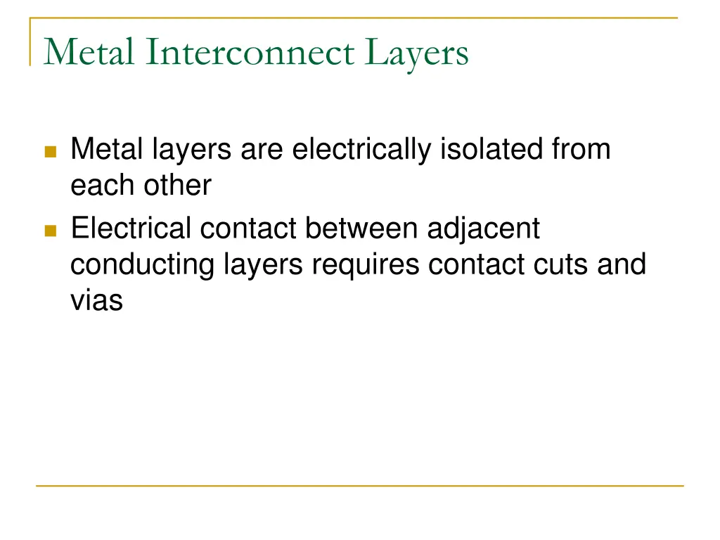 metal interconnect layers