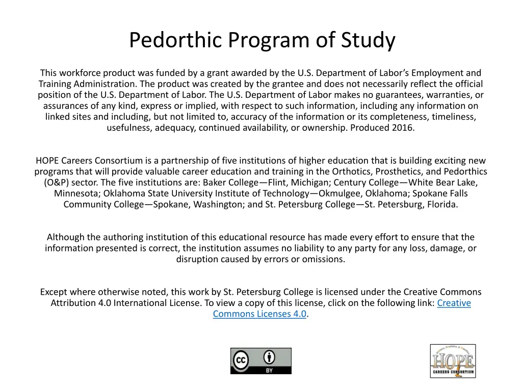 pedorthic program of study