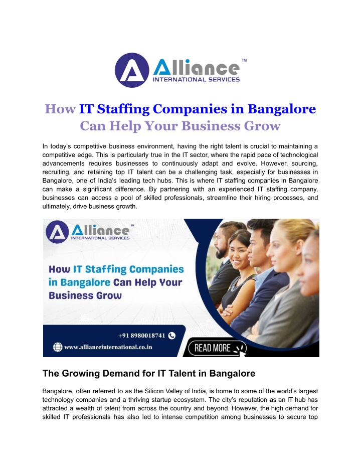 how it staffing companies in bangalore can help