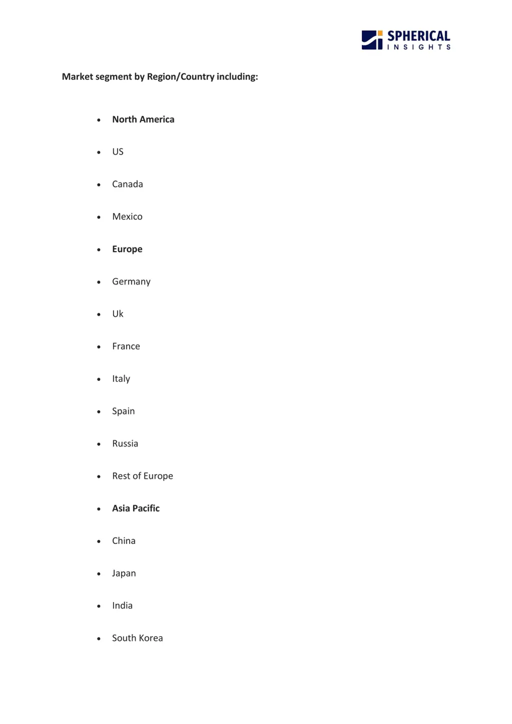 market segment by region country including