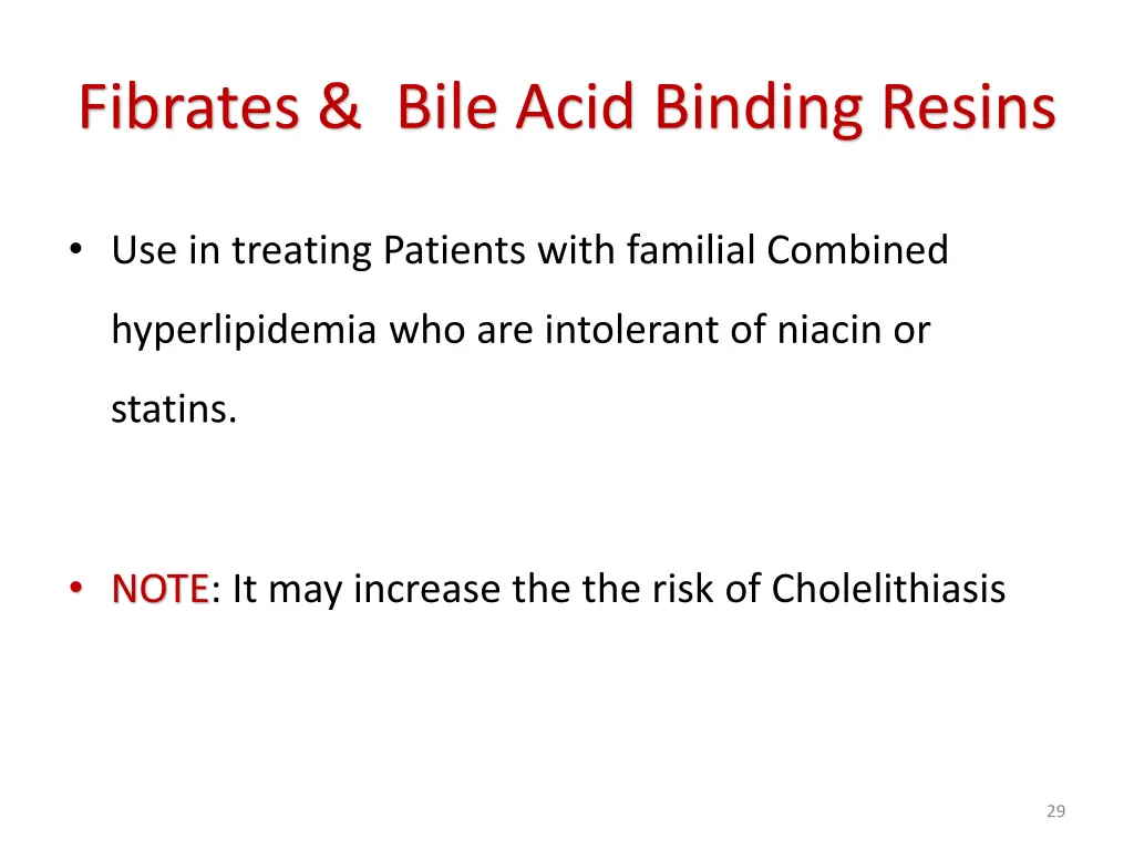 fibrates bile acid binding resins