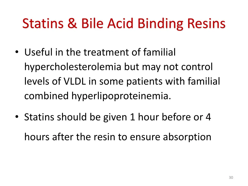 statins bile acid binding resins