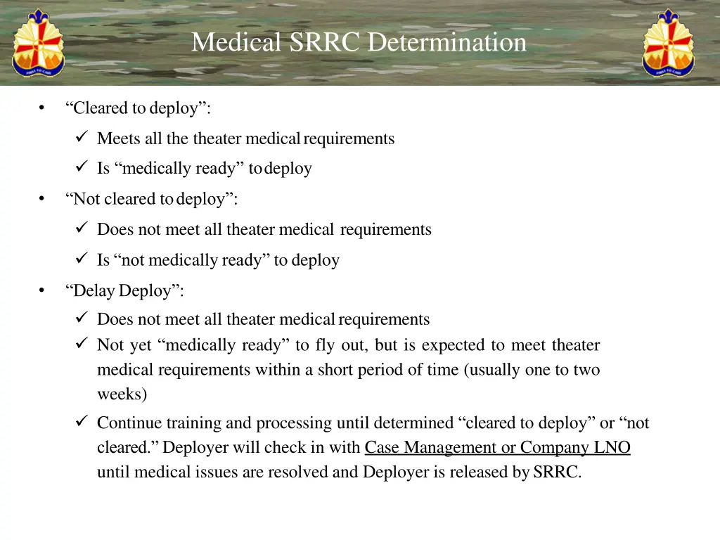 medical srrc determination