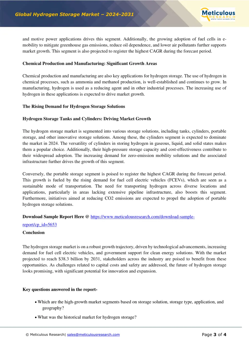 global hydrogen storage market 2024 2031 2