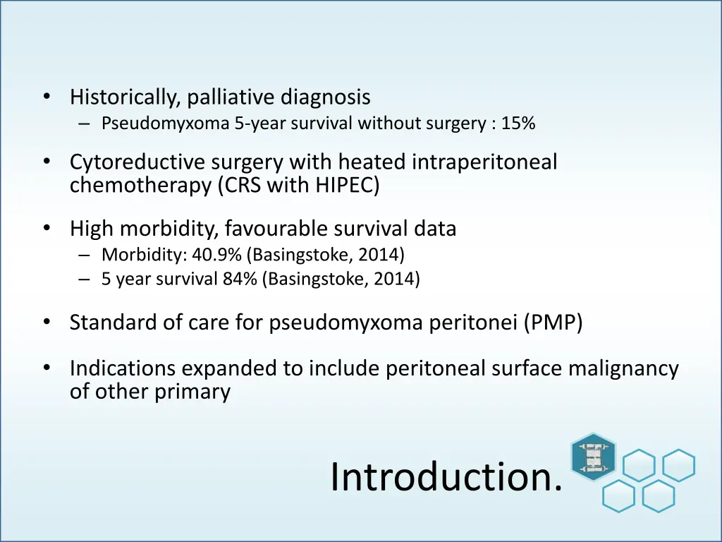 historically palliative diagnosis pseudomyxoma