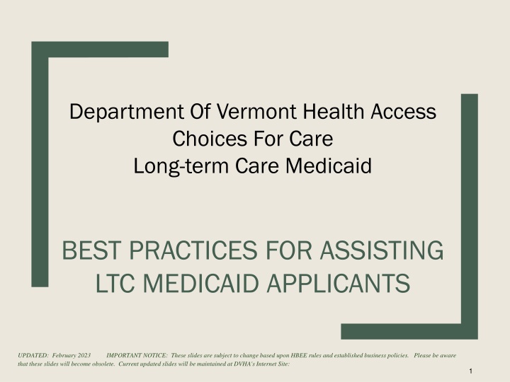 department of vermont health access choices