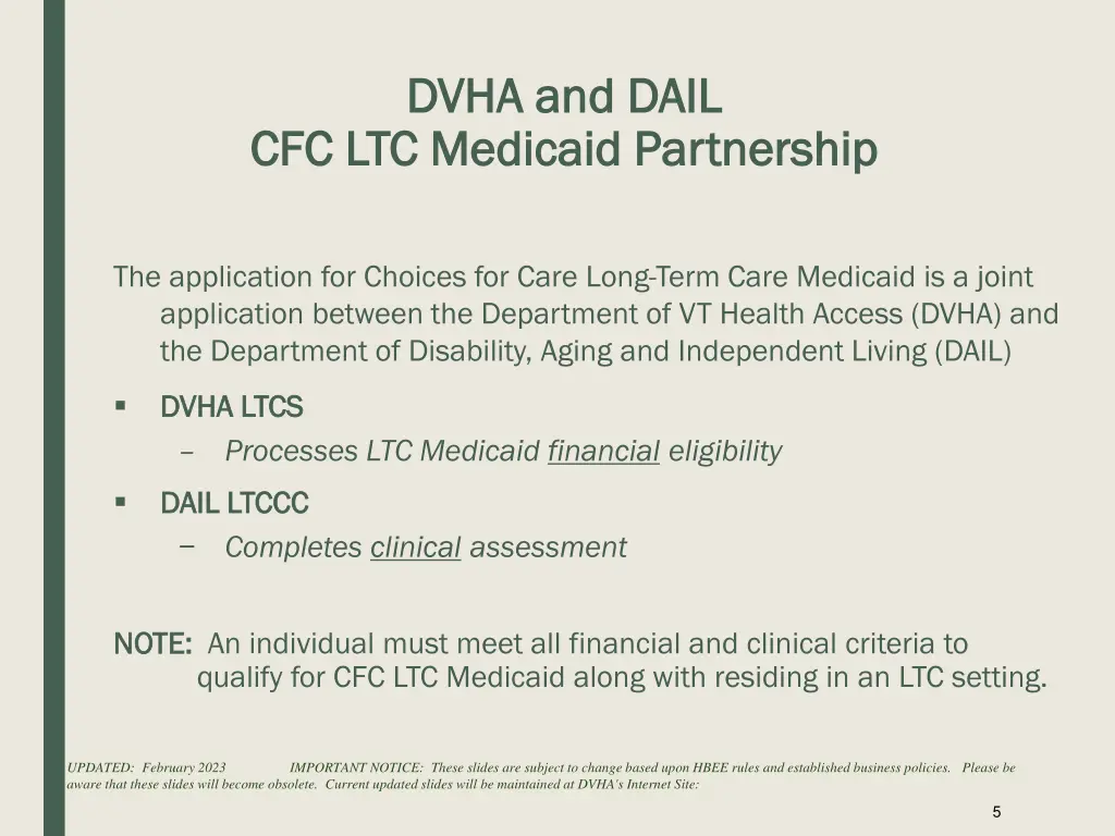 dvha and dail dvha and dail cfc ltc medicaid