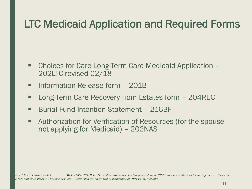 ltc medicaid application and required forms