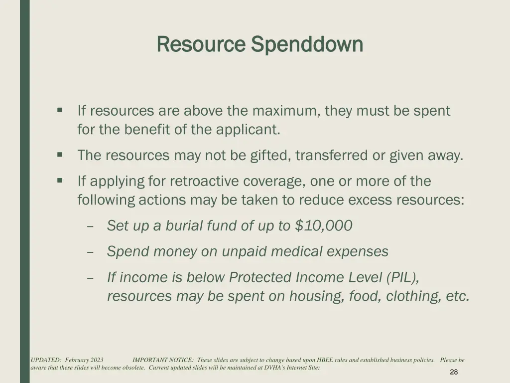 resource spenddown resource spenddown