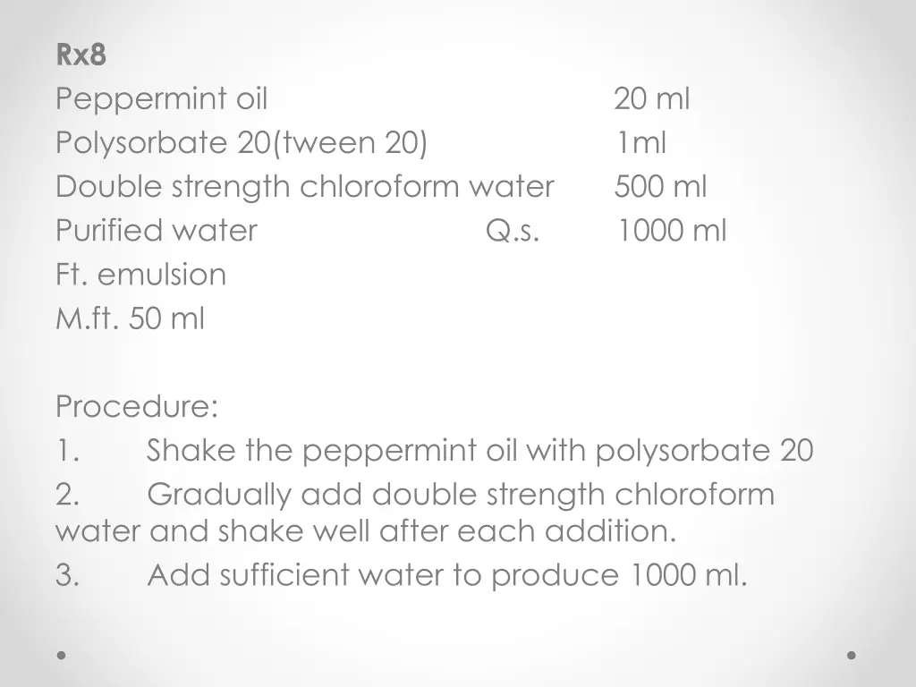 rx8 peppermint oil 20 ml polysorbate 20 tween