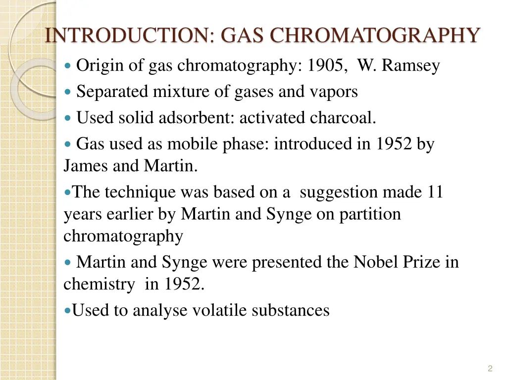 introduction gas chromatography origin