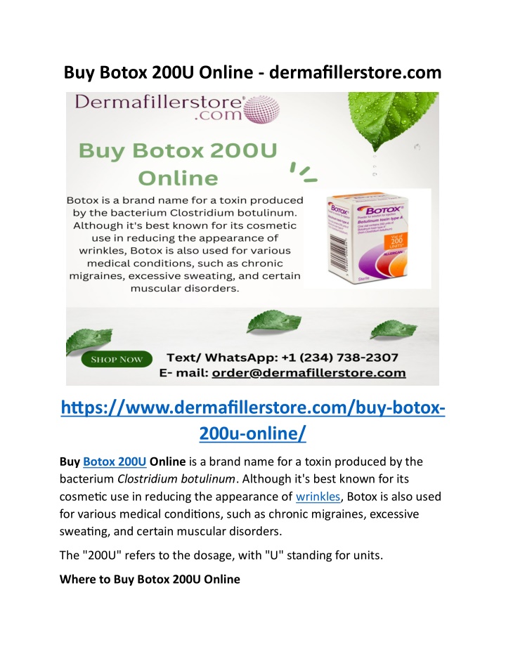 buy botox 200u online dermafillerstore com