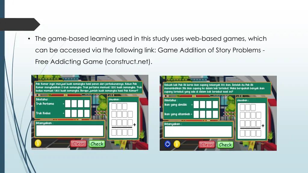 the game based learning used in this study uses