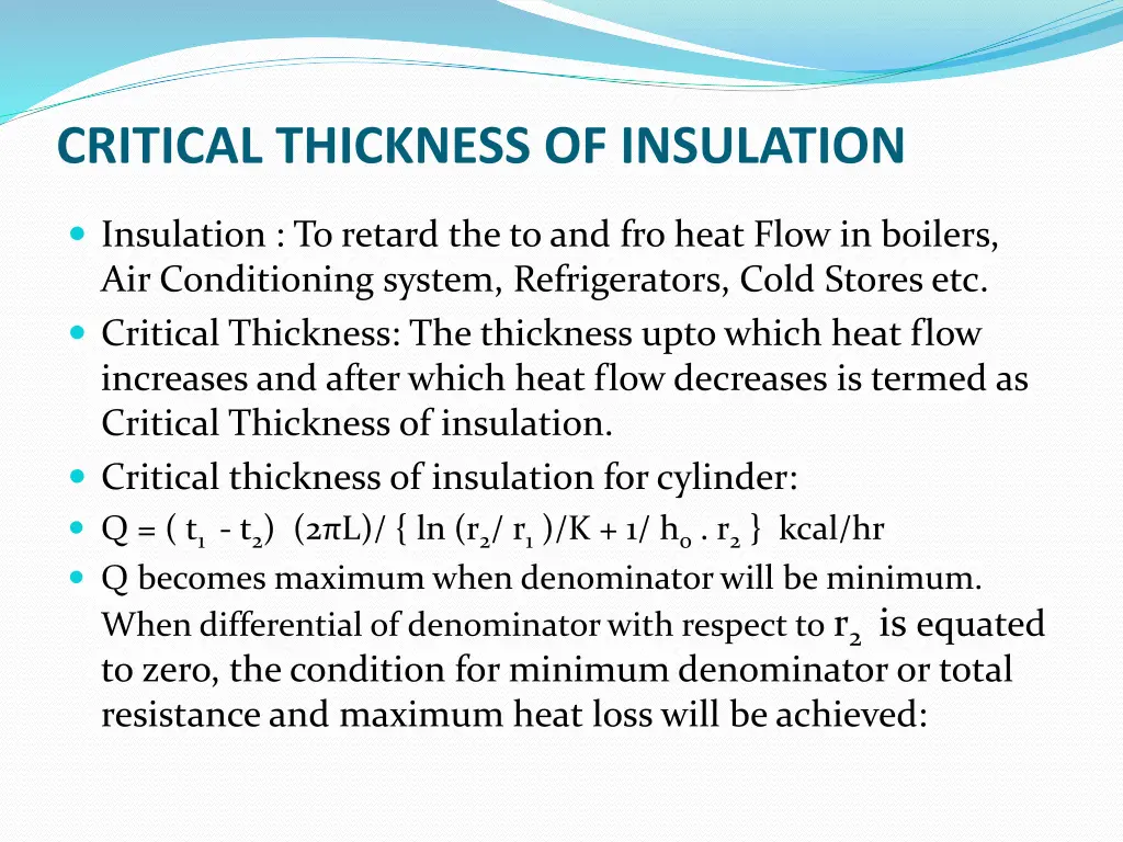 critical thickness of insulation