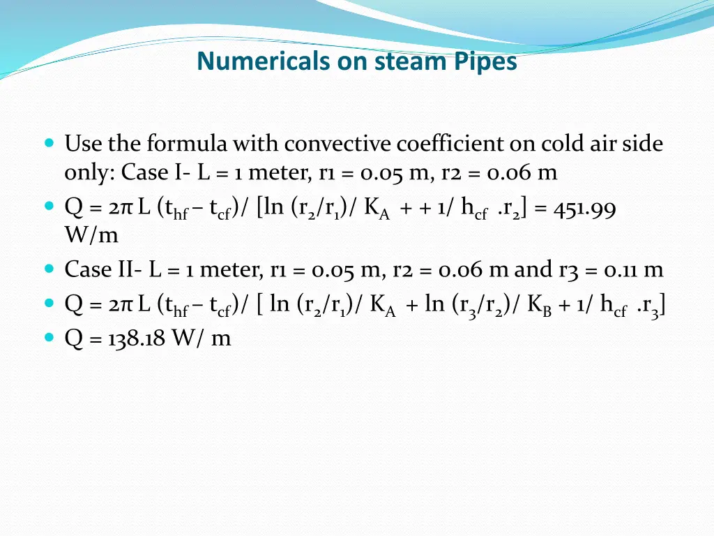 numericals on steam pipes