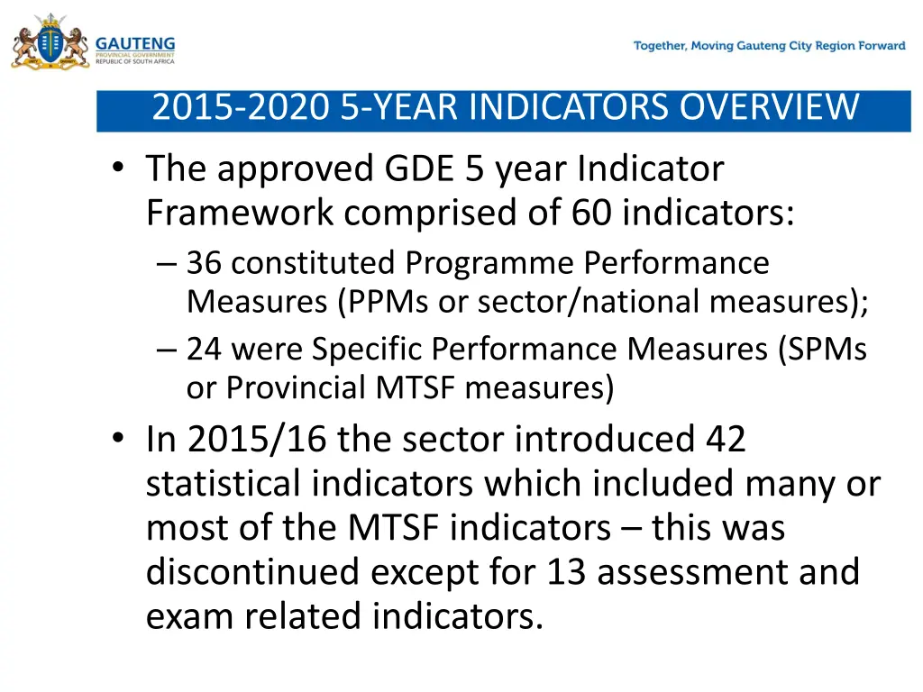 2015 2020 5 year indicators overview the approved