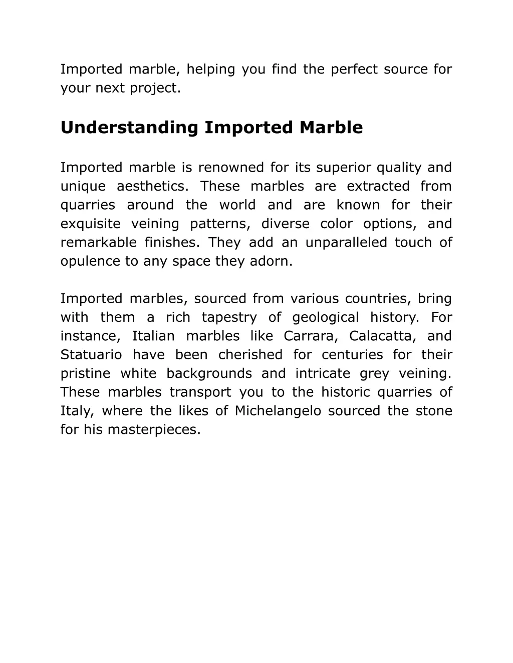 imported marble helping you find the perfect