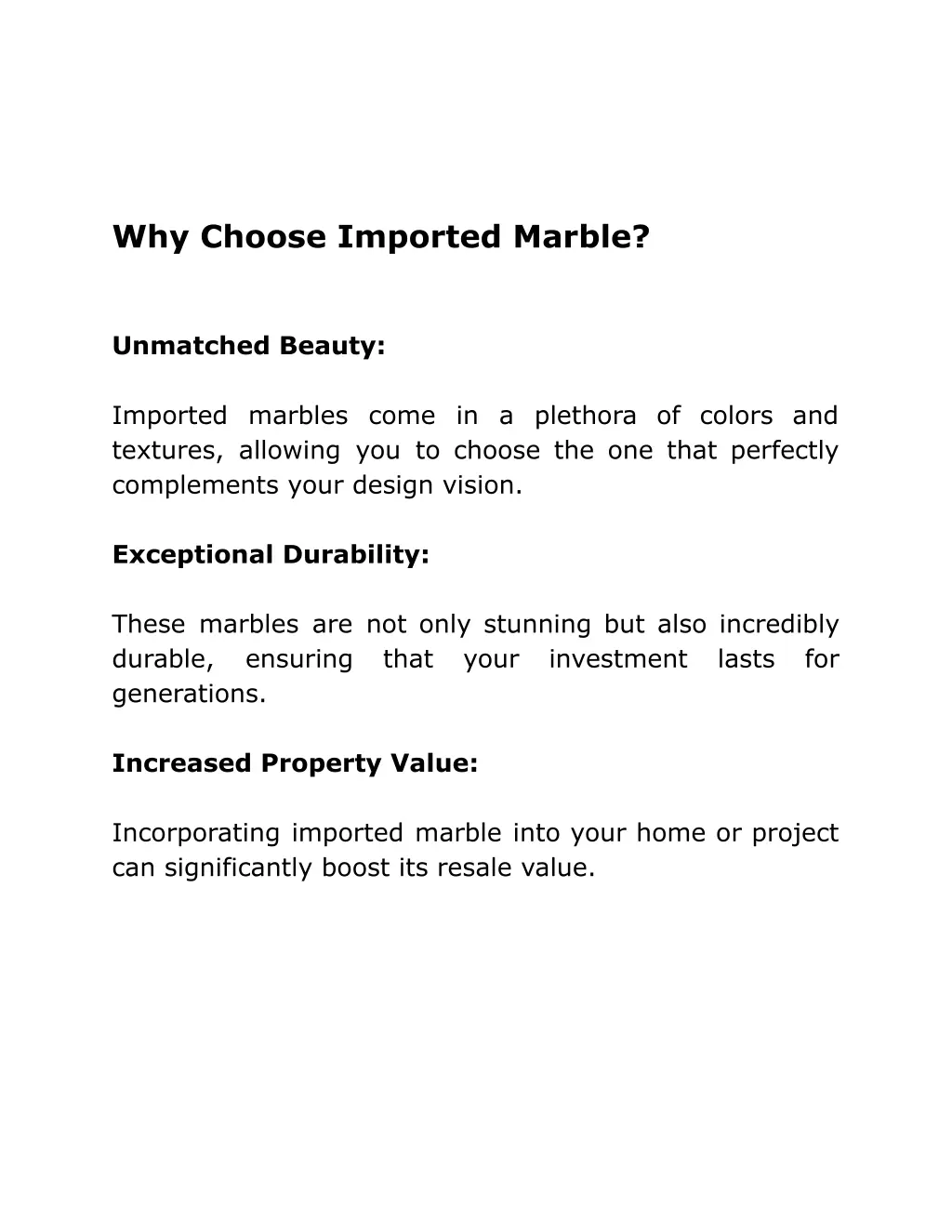 why choose imported marble