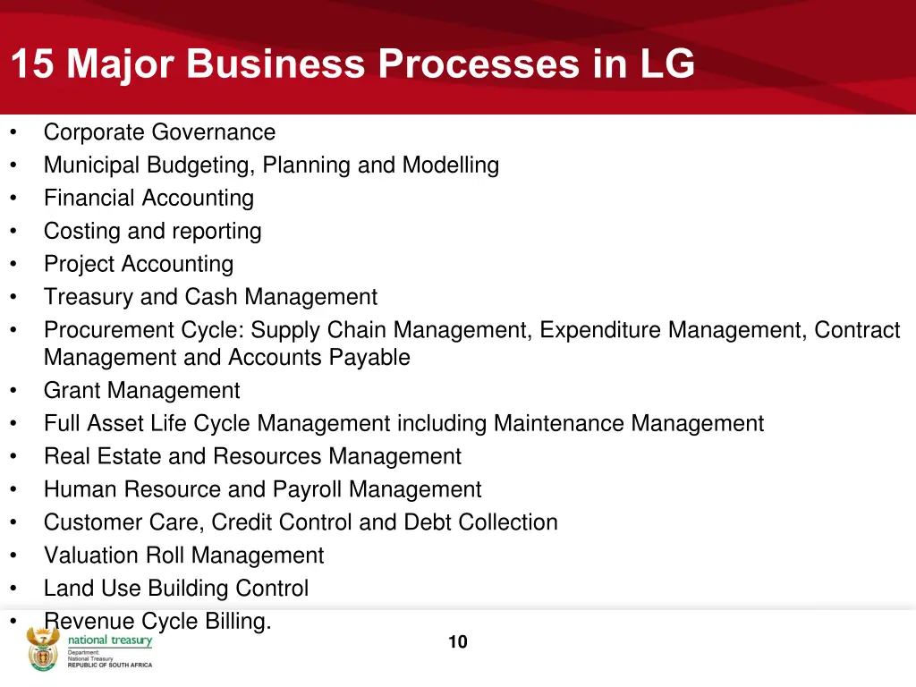 15 major business processes in lg