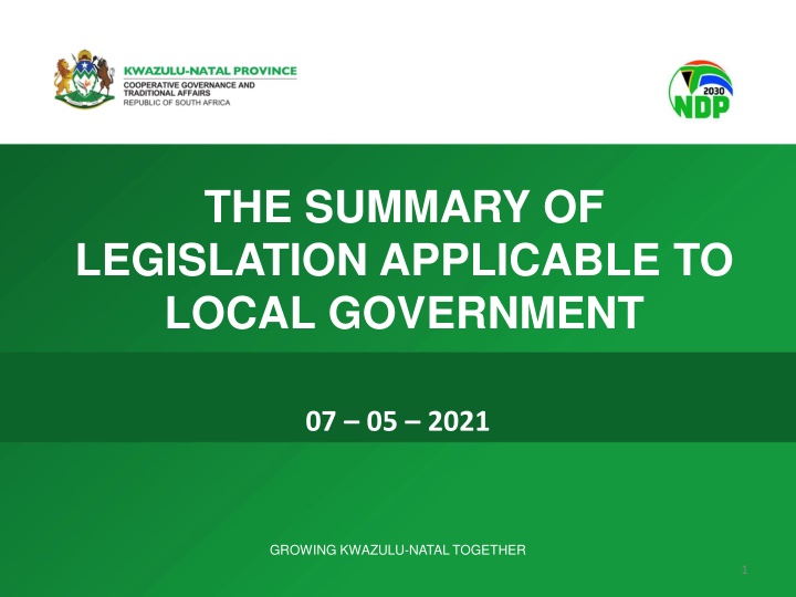 the summary of legislation applicable to local