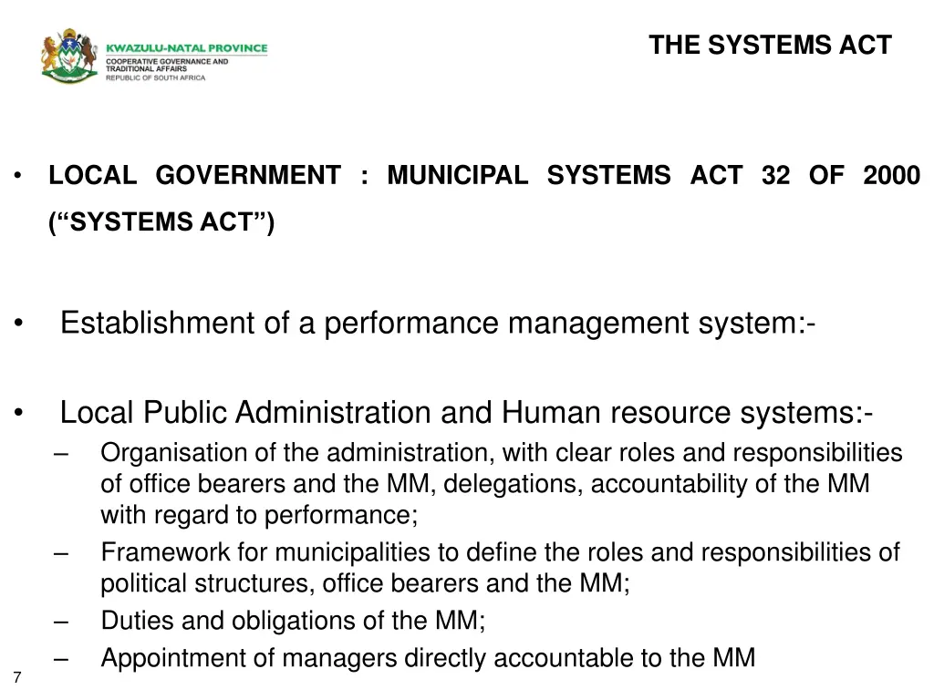 the systems act 1