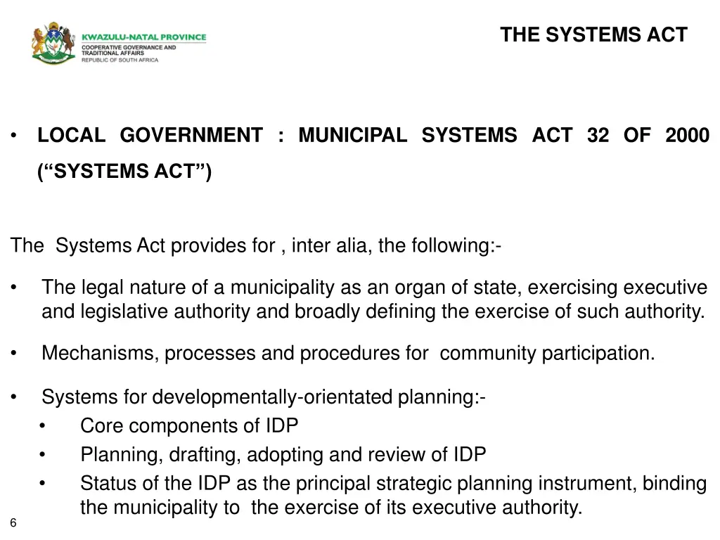 the systems act