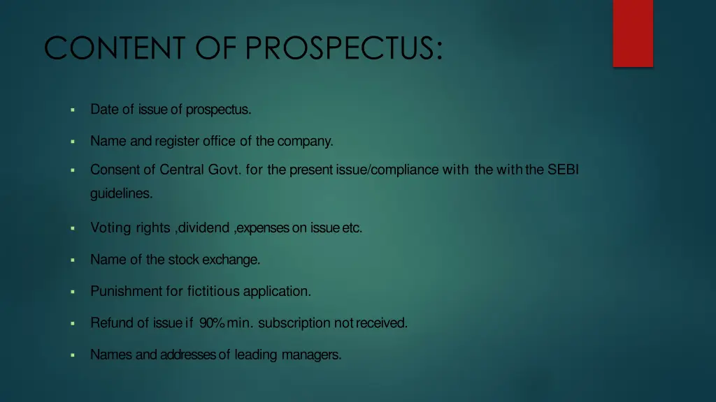 content of prospectus