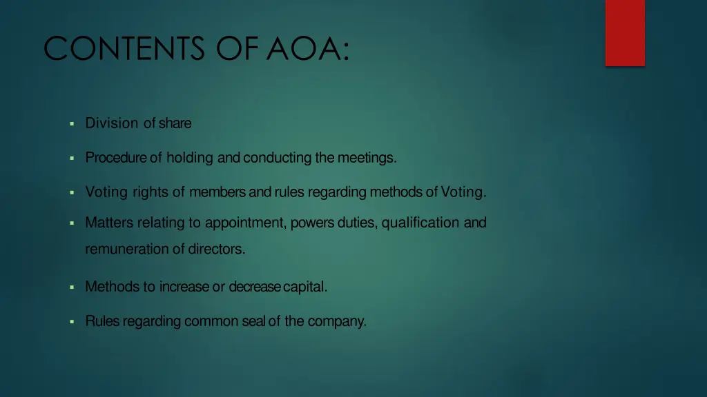 contents ofaoa