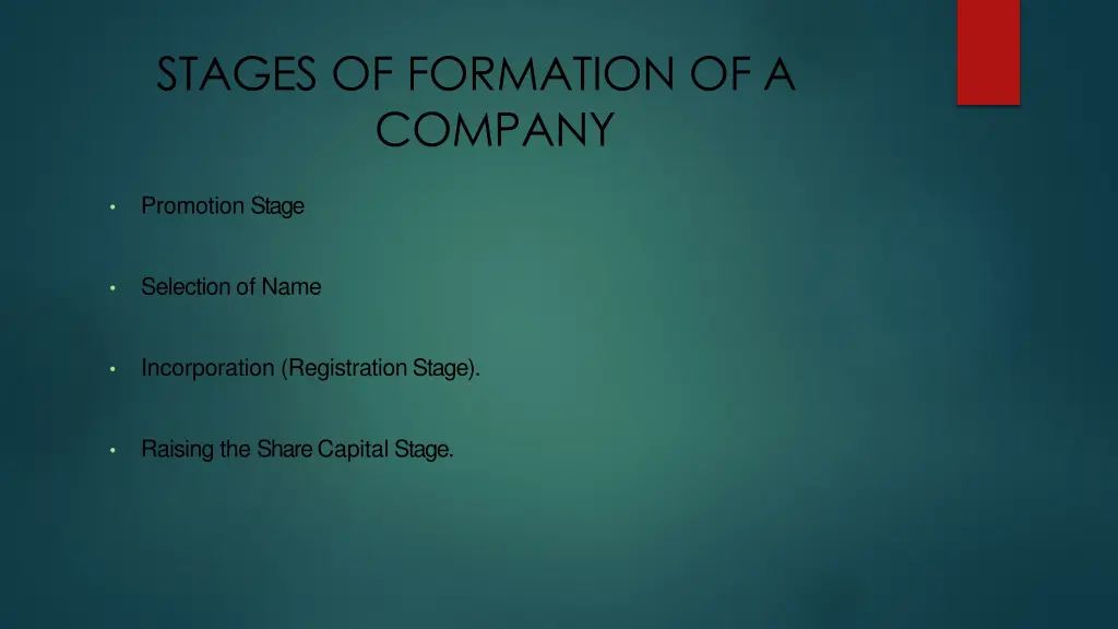 stages of formation of a company