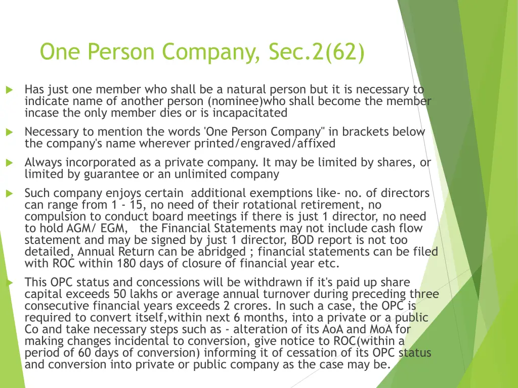 one person company sec 2 62